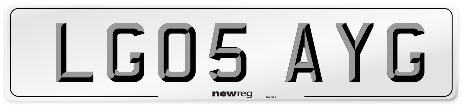 LG05 AYG Number Plate from New Reg